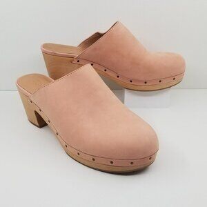 MADEWELL THE AYANNA CLOG SUEDE HEELS ANITQUE PINK